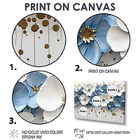 Art mural fleurs sauvages bleu et blanc