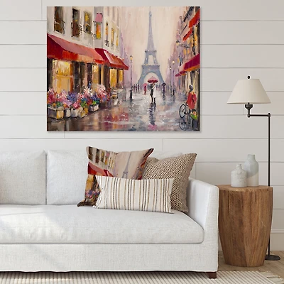 Lovers Paris Eiffel Tower Canvas Wall Art Print