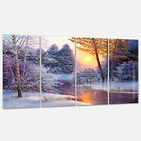 Winter Forest in River  Canvas Wall Art