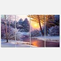 Winter Forest in River  Canvas Wall Art