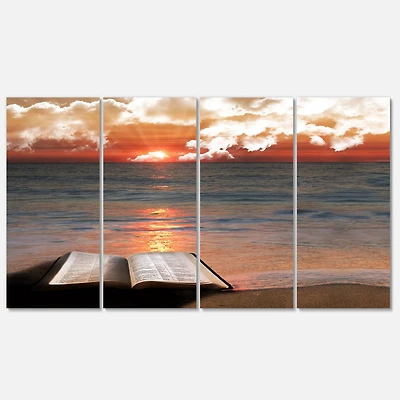 Open Bible Cloudy Sunset Canvas Wall Art