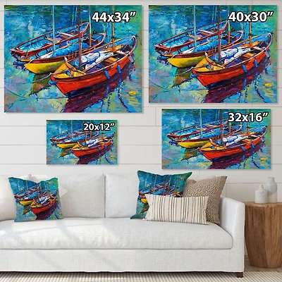 Three Fishing Boat  Canvas Wall Art