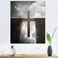 Big Cross between Two Cliffs  Canvas Wall Art