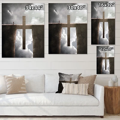 Big Cross between Two Cliffs  Canvas Wall Art