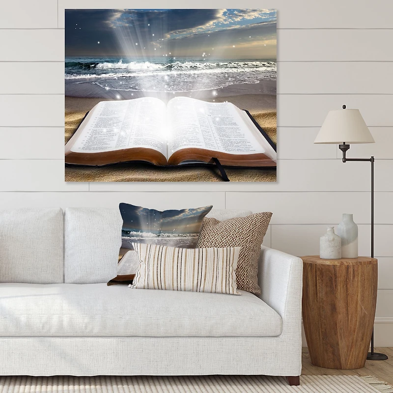 Jesus Bible at the Beach Canvas Wall Art