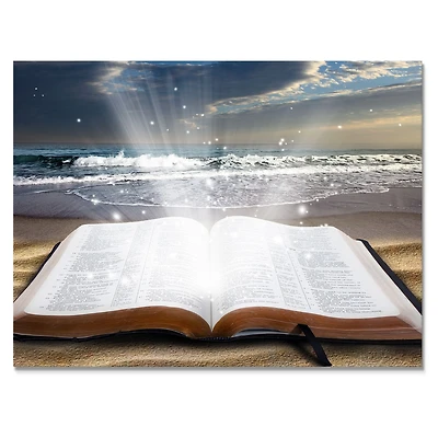 Jesus Bible at the Beach Canvas Wall Art
