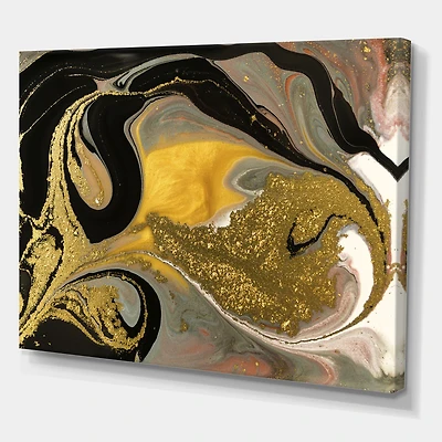 Gold and Black Marbled Rippled Texture I  Wall Art