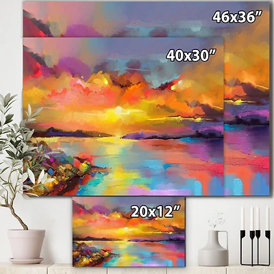 Toile « Sunset Painting with Colorful Reflections I »