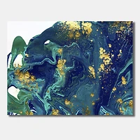 Golden Marble on Dark Blue Universe  Wall Art