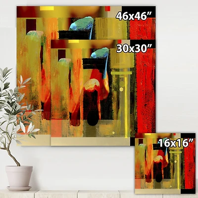 Cubistic Manifestation of Red Black and Green  Wall Art