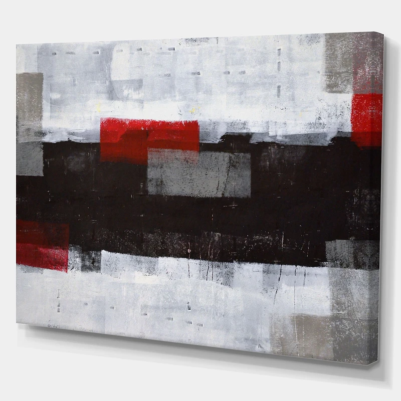 Toile  « Grey and Red Abstract Art Painting »