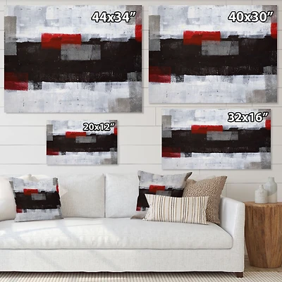 Grey and Red Abstract Art Painting  Canvas Wall