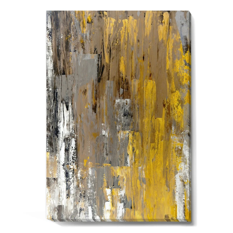 Toile  « Yellow and Beige Abstract Art Painting »