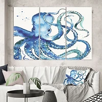 Blue Deep Sea VIII Canvas Wall Art - 3 Panels