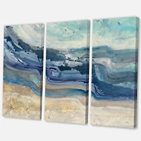 Coast Blue Sea Waves Watercolour  Canvas Art
