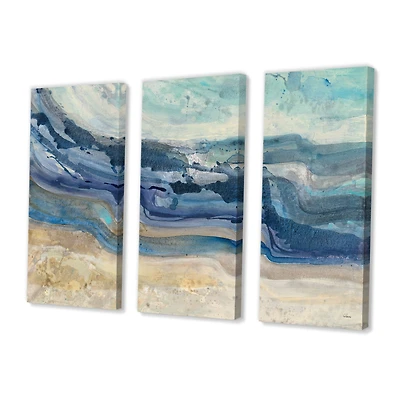 Coast Blue Sea Waves Watercolour Canvas Art