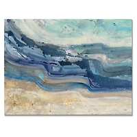 Coast Blue Sea Waves Watercolour Wood Canvas Art
