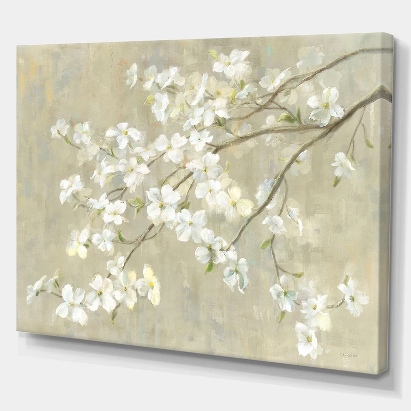 Dogwood Spring Neutral  Canvas Wall Art Print