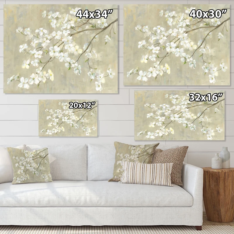Dogwood Spring Neutral  Canvas Wall Art Print