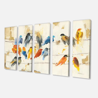 Multicolor Bird Meeting Canvas Wall Art Panels