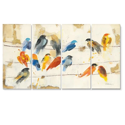 Multicolor Bird Meeting Canvas Wall Art Panels