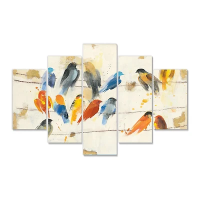 Multicolor Bird Meeting Canvas Wall Art Panels