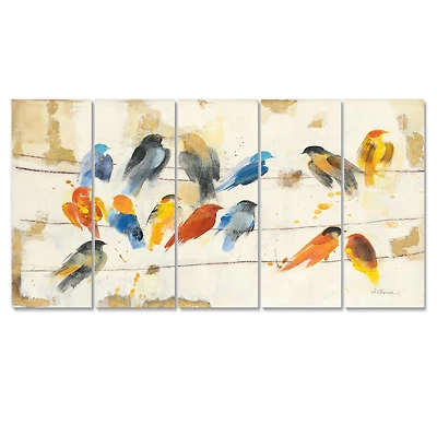 Multicolor Bird Meeting Canvas Wall Art Panels
