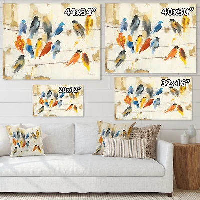 Multicolor Bird Meeting Wall Art