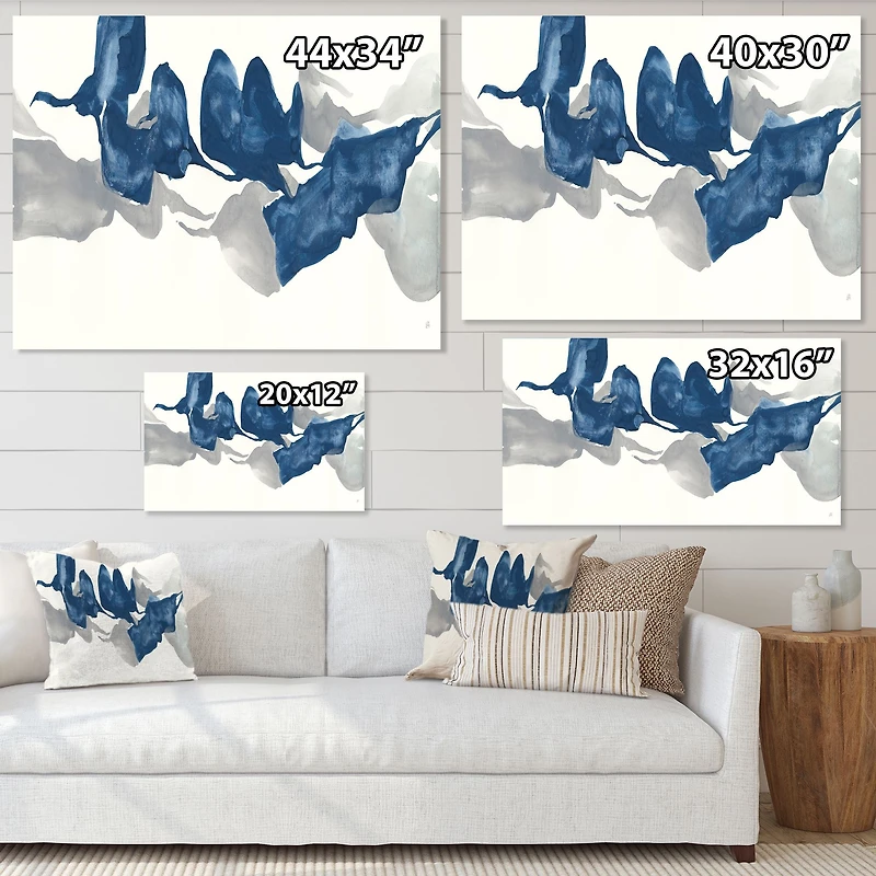 Gouache Sapphire on Gray  Canvas Wall Art