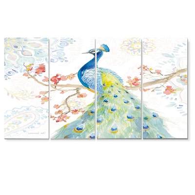 peacocks Watercolor II  Canvas Wall Art