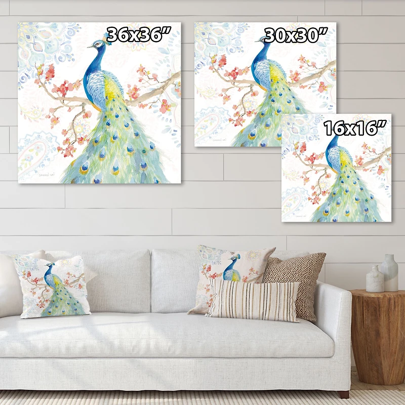 peacocks Watercolor II  Wall Art