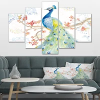 peacocks Watercolor II  Canvas Wall Art