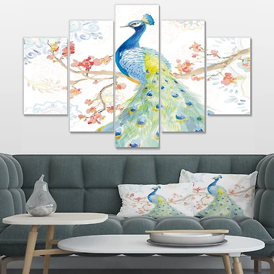 peacocks Watercolor II  Canvas Wall Art