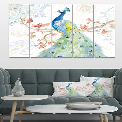 peacocks Watercolor II  Canvas Wall Art