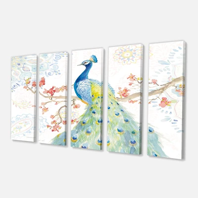 peacocks Watercolor II Canvas Wall Art