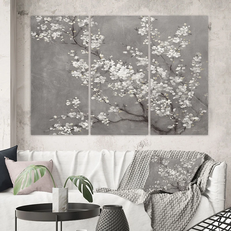 White Cherry Blossoms II Canvas Wall Art Print
