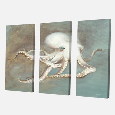 Octopus Treasures from the Sea Canvas Wall Art - 3 Panels