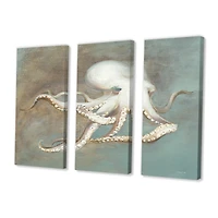 Octopus Treasures from the Sea Canvas Wall Art - 3 Panels