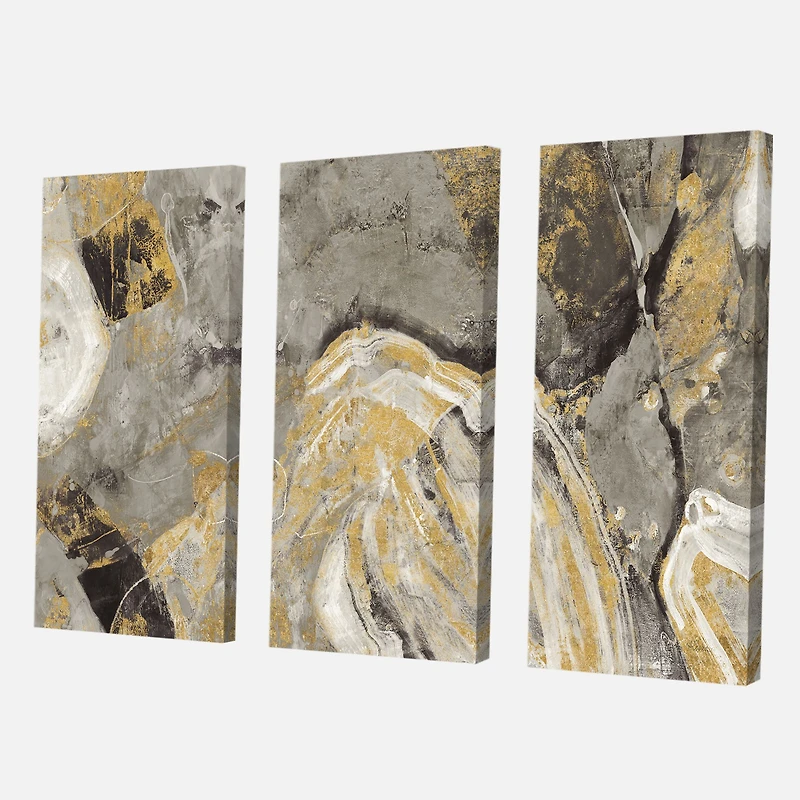 Painted Gold Stone Canvas Art