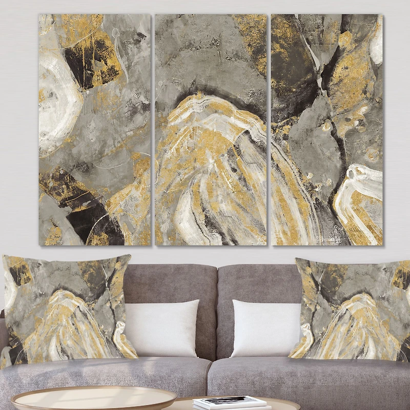 Painted Gold Stone Canvas Art