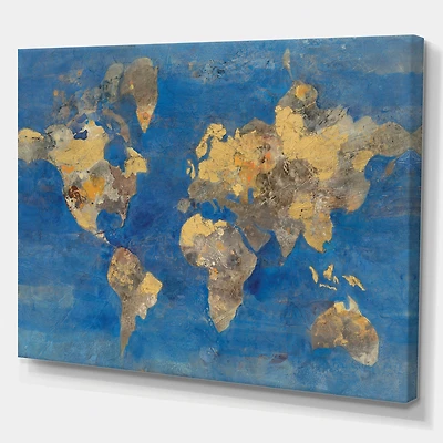 Golden Glam World Map  Wall Art