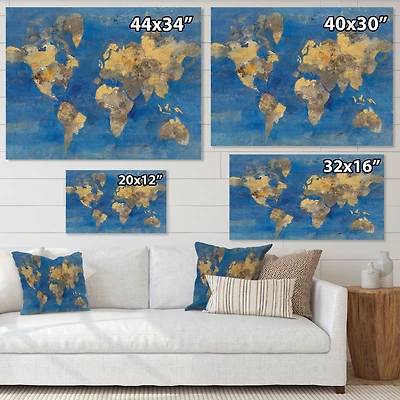 Golden Glam World Map Wall Art