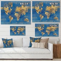 Golden Glam World Map  Wall Art