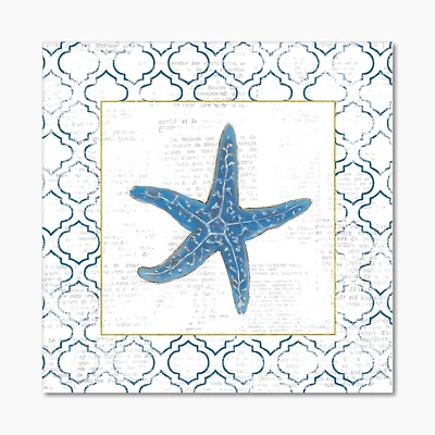 Navy Starfish with Gold Canvas Wall Art