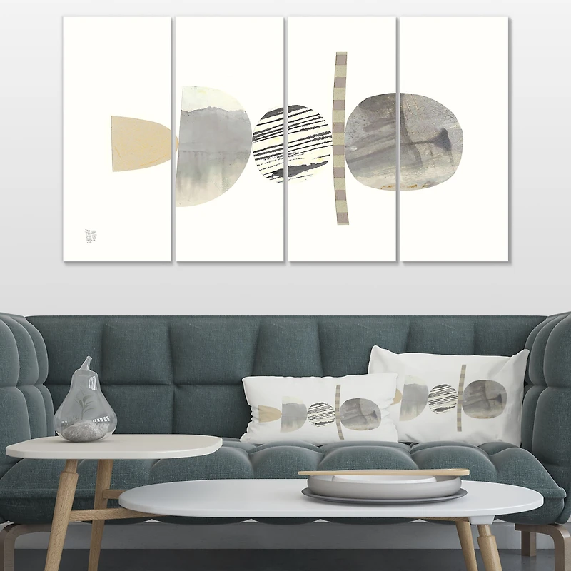 Geometric Balance Neutral I Canvas Wall Art Panels