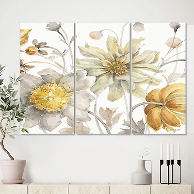 Fields of Gold Watercolor Flower V Canvas Panels