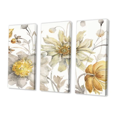 Fields of Gold Watercolor Flower V Canvas Panels
