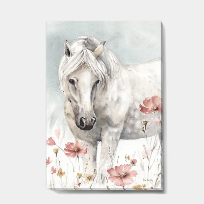 Toile « Watercolors Pink Wild Horses I »