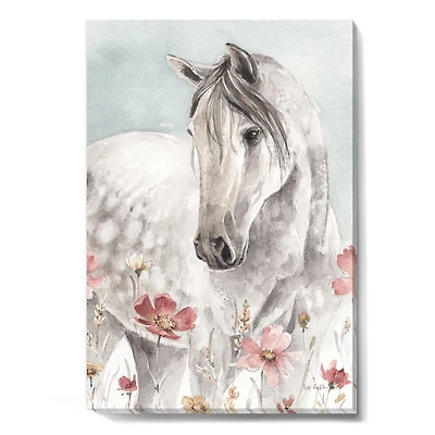 Toile « Watercolors Pink Wild Horses II »