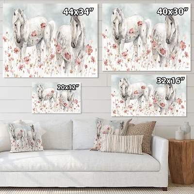 Watercolors Pink Wild Horses  Wall Art